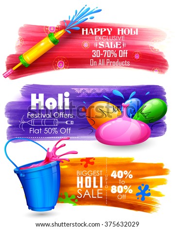 illustration of Holi banner for sale and promotion