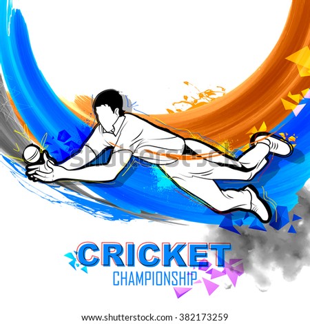 illustration of player fielding in cricket championship