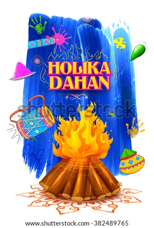 illustration of Holika Dahan (Burning Holika, the devil) background for  Holi celebration - Vectorjunky - Free Vectors, Icons, Logos and More