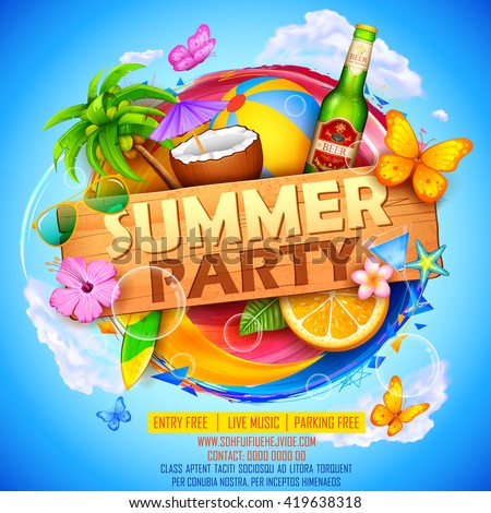 illustration of Summer Party poster design
