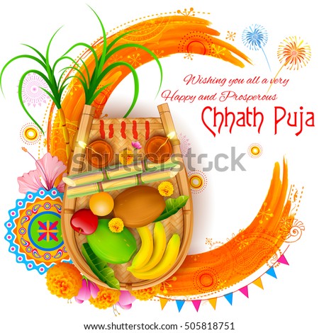 illustration of Happy Chhath Puja Holiday background for Sun festival of India