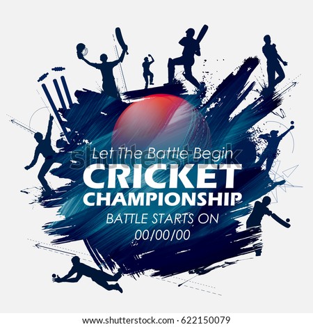 illustration of batsman and bowler playing cricket championship sports Foto stock © 
