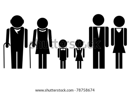 Illustration Of Complete Family Icon Standing Together - 78758674 ...