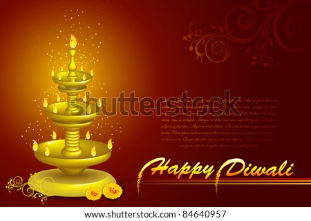 stock vector : illustration of diwali diya stand with flower decoration