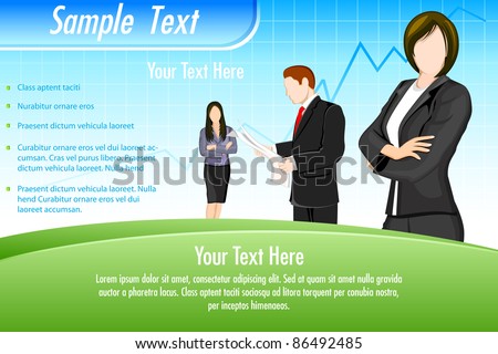 illustration of business people on business background with graph line