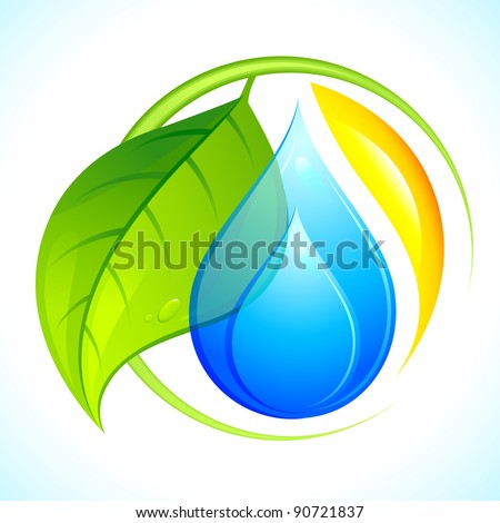 Illustration Of Icon With Sun, Leaf And Water - 90721837 : Shutterstock