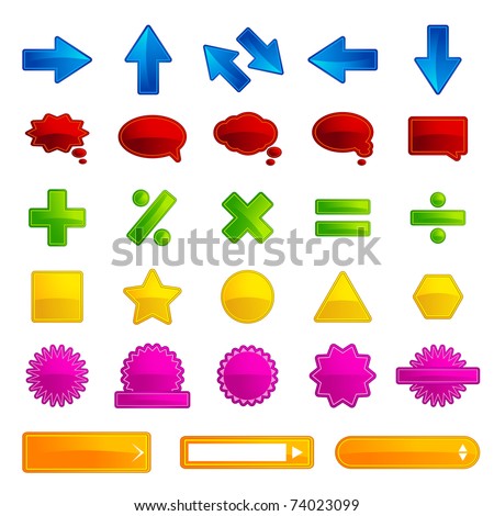 illustration of set of different type of button for web on white background
