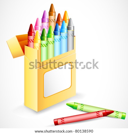 illustration of pack full of colorful crayon color