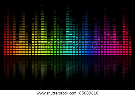 illustration of colorful musical bar showing volume on black background