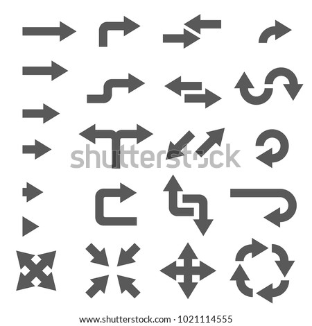 Arrows. Black flat signs. Vector illustration isolated on white background