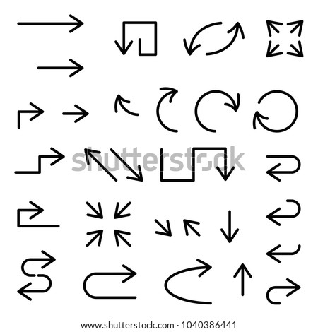 Black arrows set. Large collection of icons. Vector illustration isolated on white background
