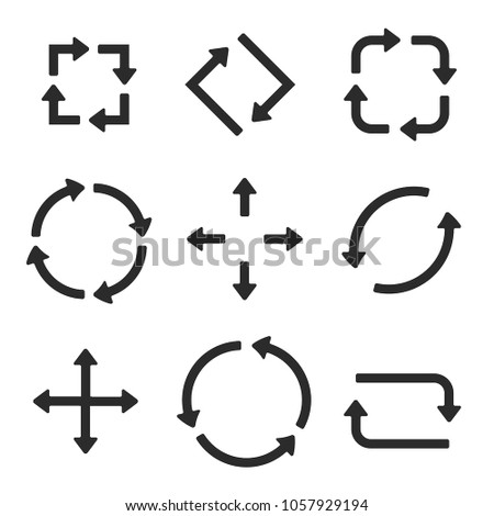 Black arrows combinations. Vector illustration isolated on white background