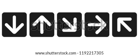 Black arrow icons. Web flat square signs. Vector illustration isolated on white background