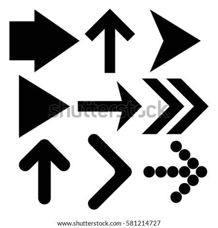 Black arrows set. Up and right direction. Vector illustration isolated on white background.