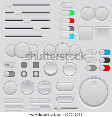 Buttons set. Web interface icons. Vector 3d illustration