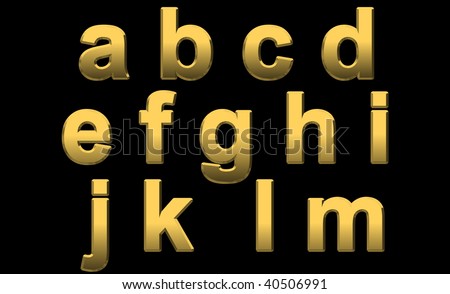 Gold Alphabet Letters Lowercase A - M On Black Stock Photo 40506991 ...
