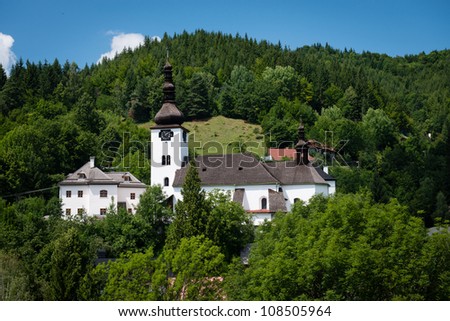 Historical church in old mining village Spania Dolina, Slovakia (UNESCO heritage site)