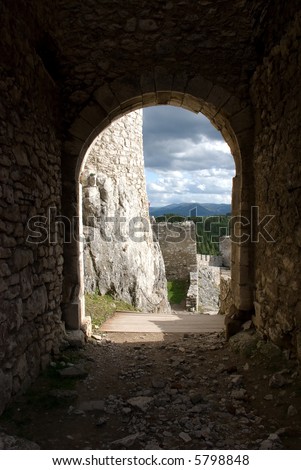 view from the old castle gate to the outer world