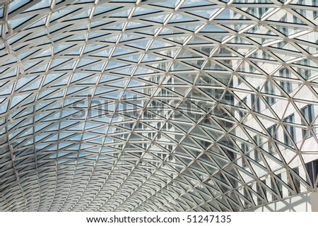 triangular pattern on the glass roof of modern building