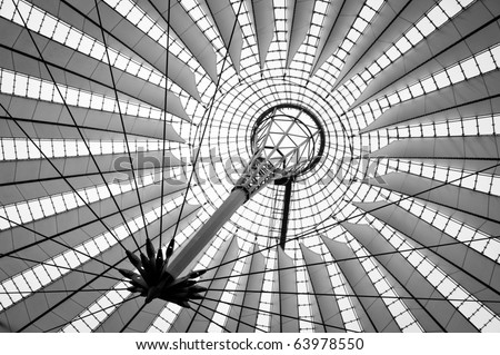 Futuristic Design Of Roof In Berlin, Black And White Picture, Germany ...