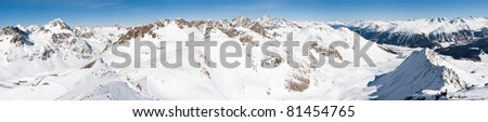 panoramic view from Piz Nair (3057m) mountain above St. Moritz, Switzerland