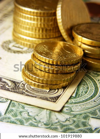 Euro coins. Finance system concept.