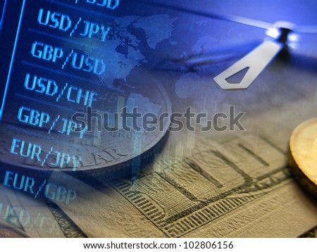 Finance background with market data and money. Finance concept.