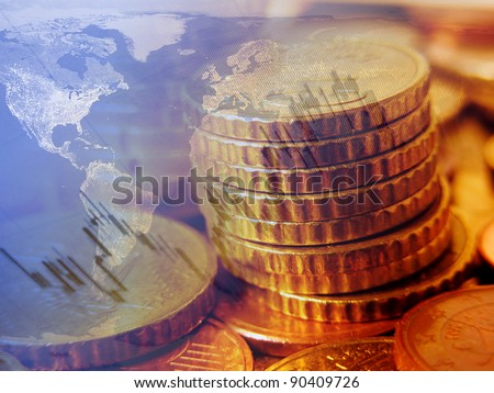 Finance background with coins and graph. Finance concept.