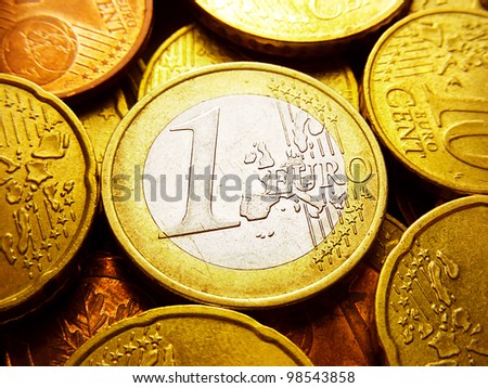 One euro coin. Europe finance system concept.