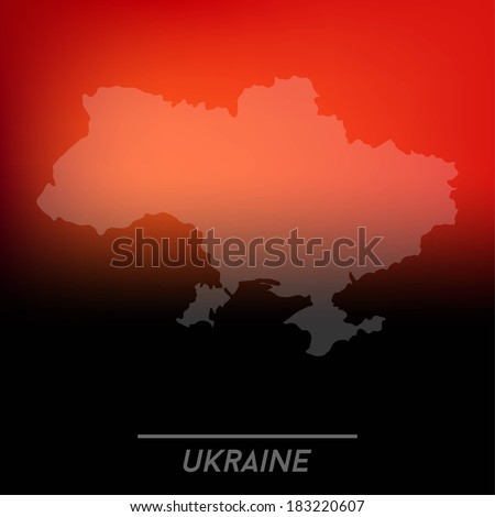 Map of Ukraine with flag of ukrainian nationalists OUN-UPA, vector. Colors of UPA and Right Sector