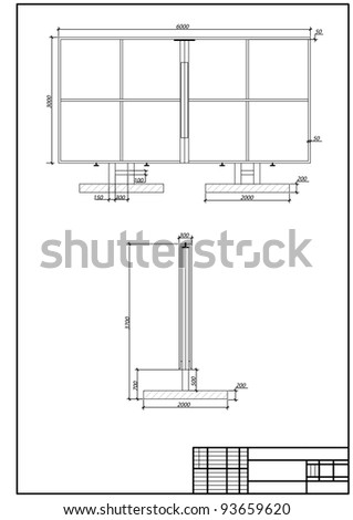 Architectural Drawing Of Billboard, Autocad, Vector - 93659620 ...