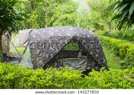 Tent camping in a campground in Thailand national park