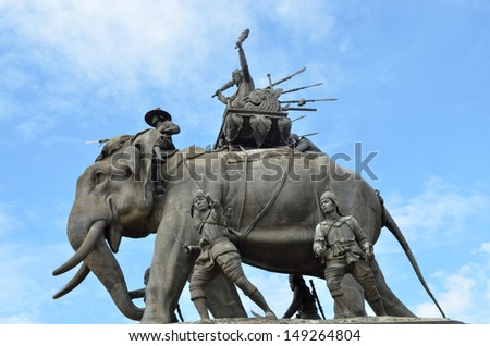 The elephant statue in the blue sky