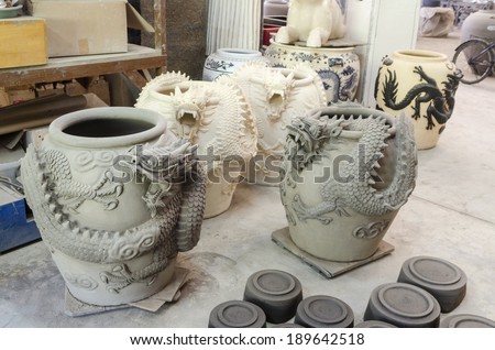 Ceramics factory And production stages Jar at Ratchaburi, Thailand