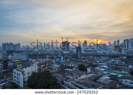 Sunrise in center at Bangkok, Thailand, Asia