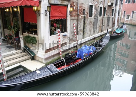 Venice - romantic places, traditional boats at narrow streets of the italian city. wonderful travel