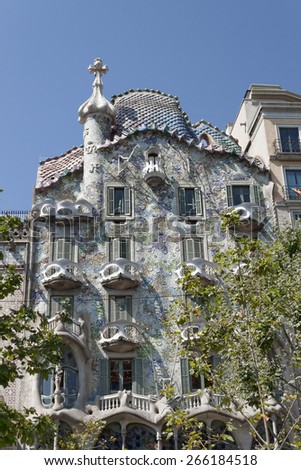 BARCELONA, SPAIN - JULY 12, 2013: Casa Batllo in Barcelona - one of the most famous architectural masterpieces of Gaudi