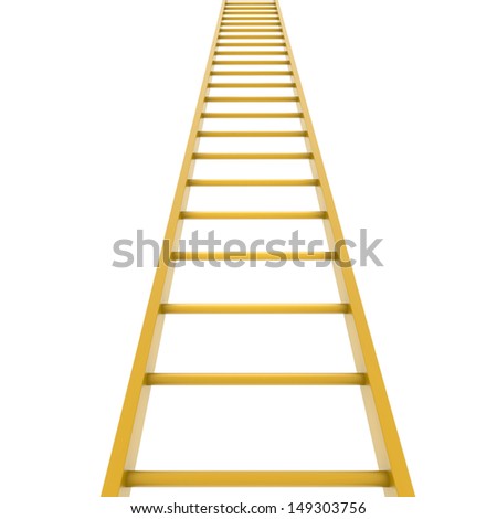 Gold ladder. Isolated render on white background