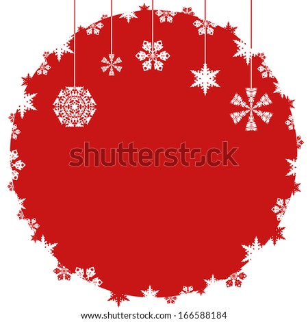 Christmas frame. White and red snowflakes. White background