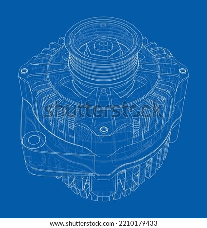 Car generator. Vector rendering of 3d. Wire-frame style. The layers of visible and invisible lines are separated
