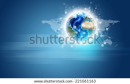 Earth with network and world map. Element of this image furnished by NASA