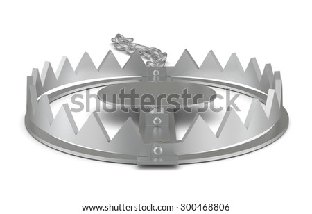 Bear trap on isolated white background, front view
