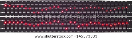 Sound equalizer sliders with red LED on each