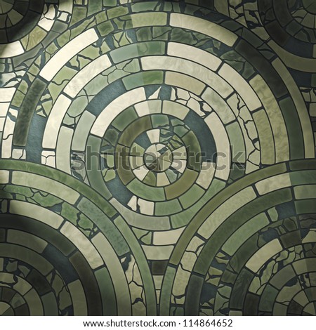Green circle stone floor tiles