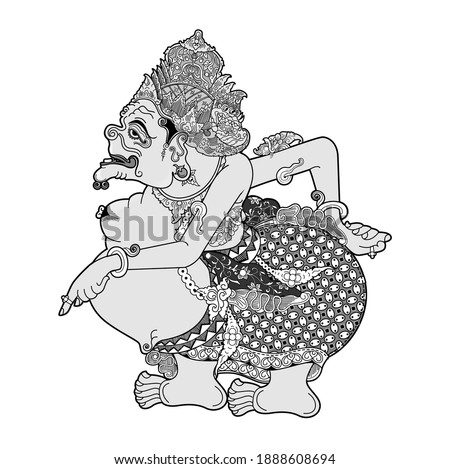 Vector illustration, modification of wayang kulit purwa, character of Semar.