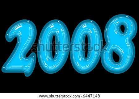 New year 2008, beautiful arabic numerals on black background