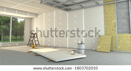 3D rendering of a house interior under renovation works Photo stock © 