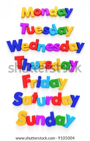 Days Of The Week Formed With Letter Magnets Stock Photo 9105004 ...