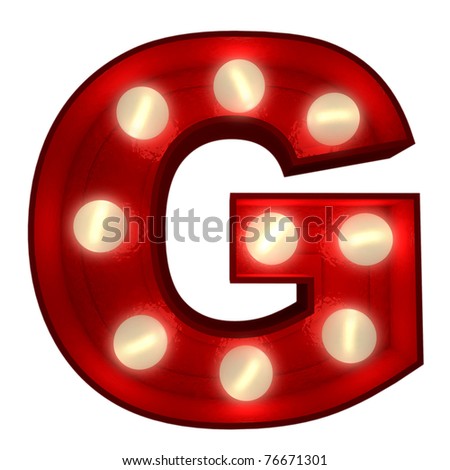 3d Rendering Of A Glowing Letter G Ideal For Show Business Signs Stock ...