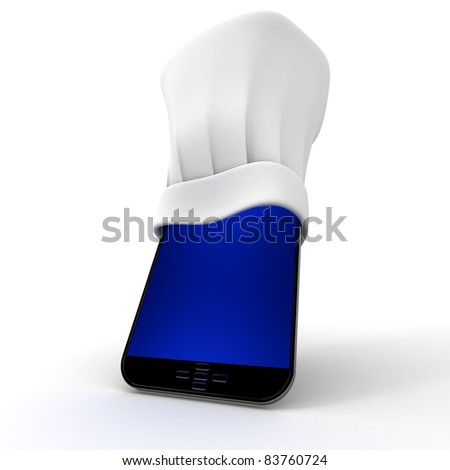 Digital tablet wearing a chef?s toque